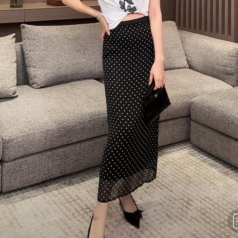 Plus-size Summer Polka-dot Jupe haute taille A-line