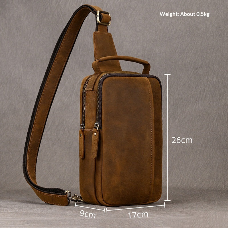 Sac d'épaule en cuir de vache pour homme