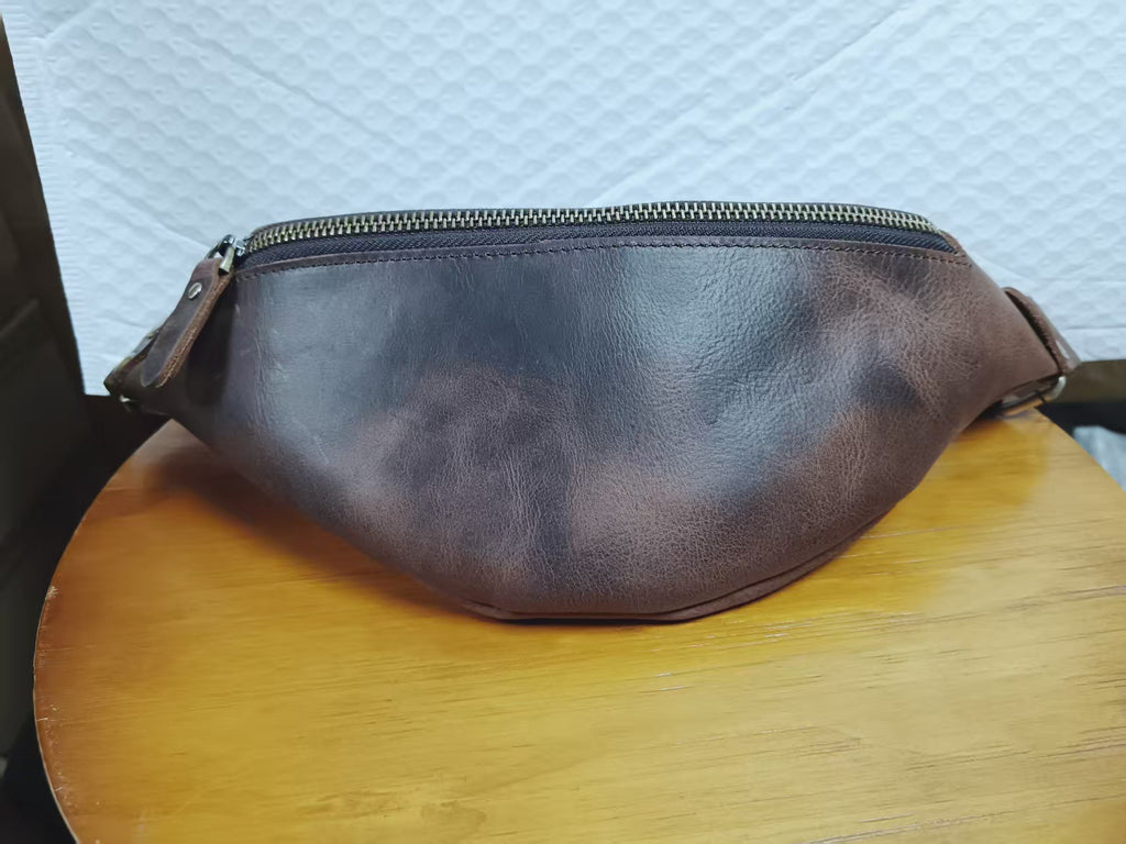 Sac homme Retro Crazy Horse Sac en cuir de poitrine Premier calque