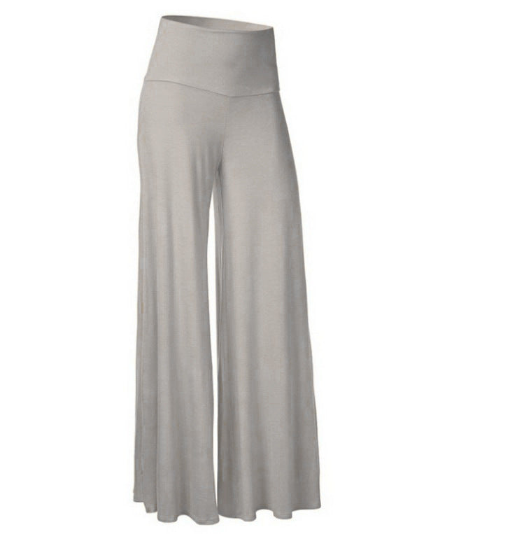 Pantoufles en soie de glace drapées à large leg Plus taille Yoga Long Pantalons Fitness Style