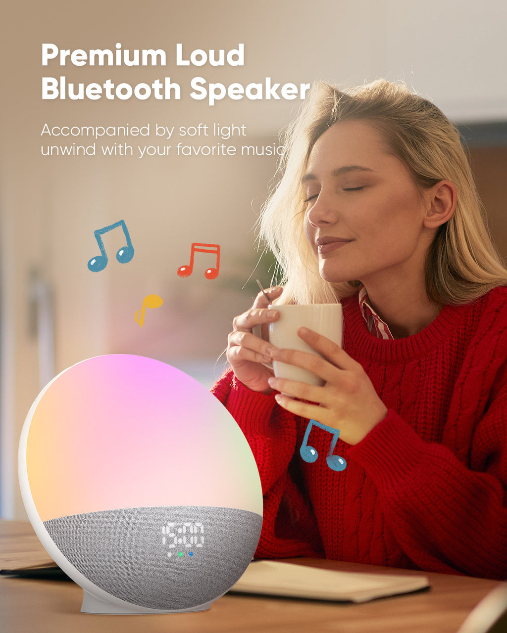 Bruit blanc Bluetooth Audio RGB coloré lumineux