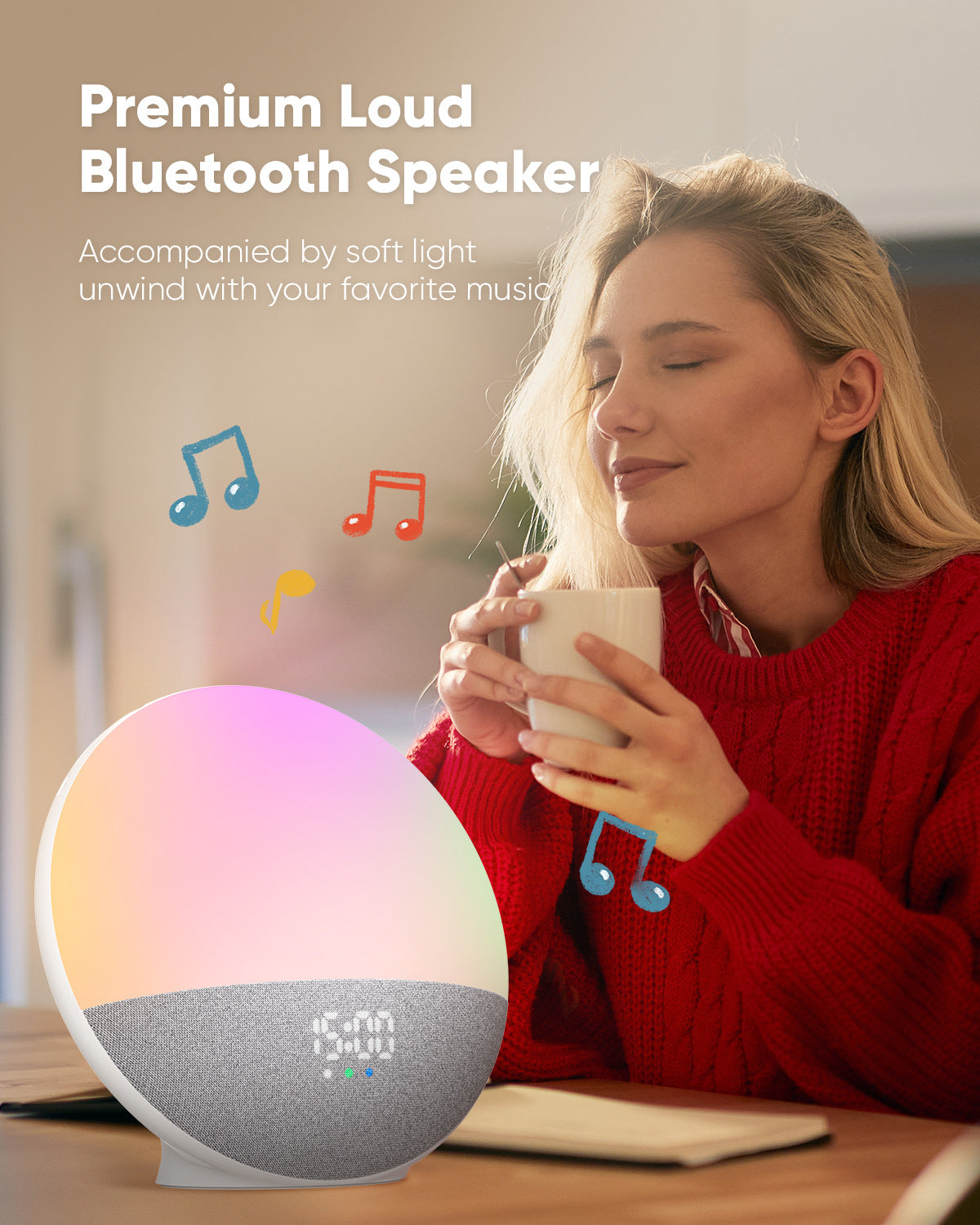 Bruit blanc Bluetooth Audio RGB coloré lumineux