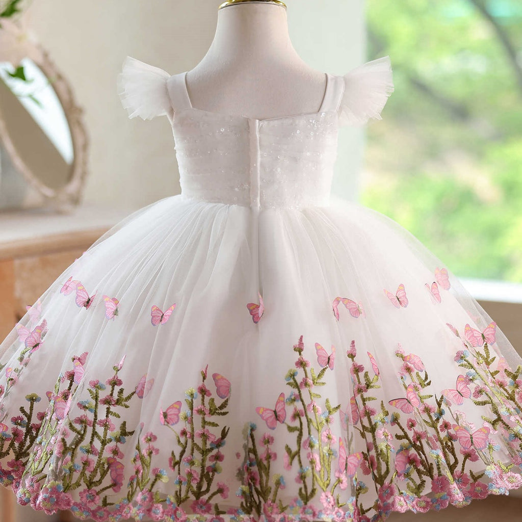 Style coréen Robe à papillon en trois dimensions Tulle pour filles