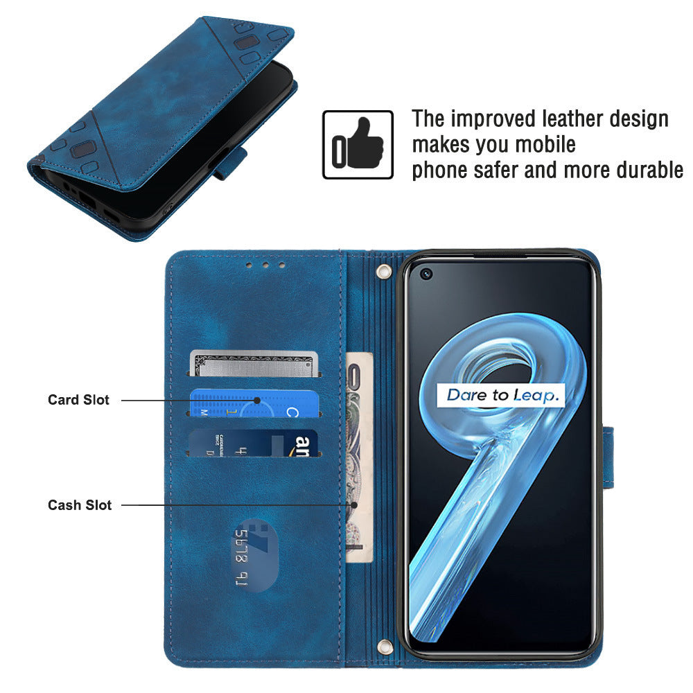 Skin-senseling Embossed Mobile Phone Case en cuir Flip Card Argent