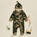 Creative Camouflage Print Zip-Up Baby Onesie et Hat Set