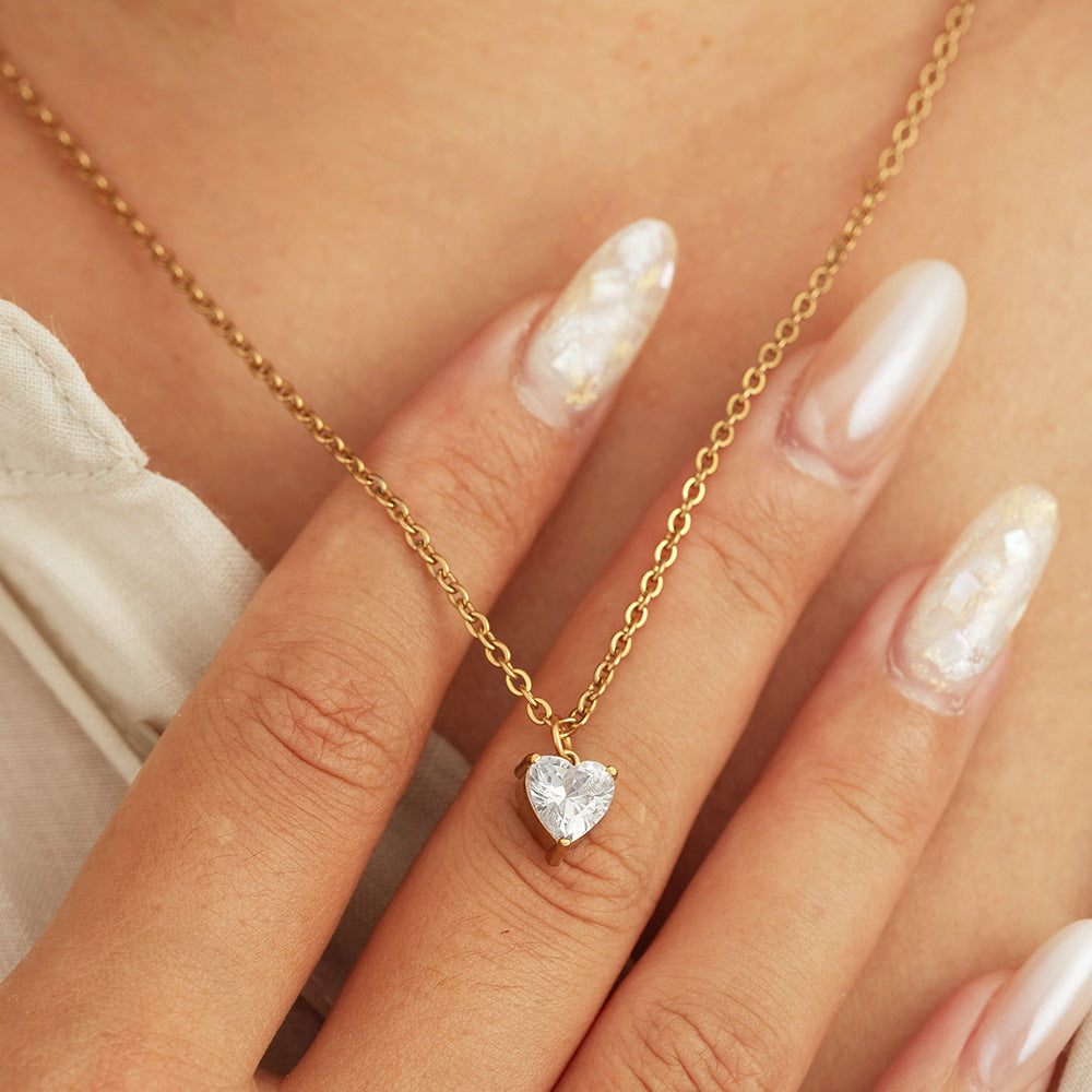 Collier de Zircon en acier inoxydable plaqué or 18K avec finition luxueuse