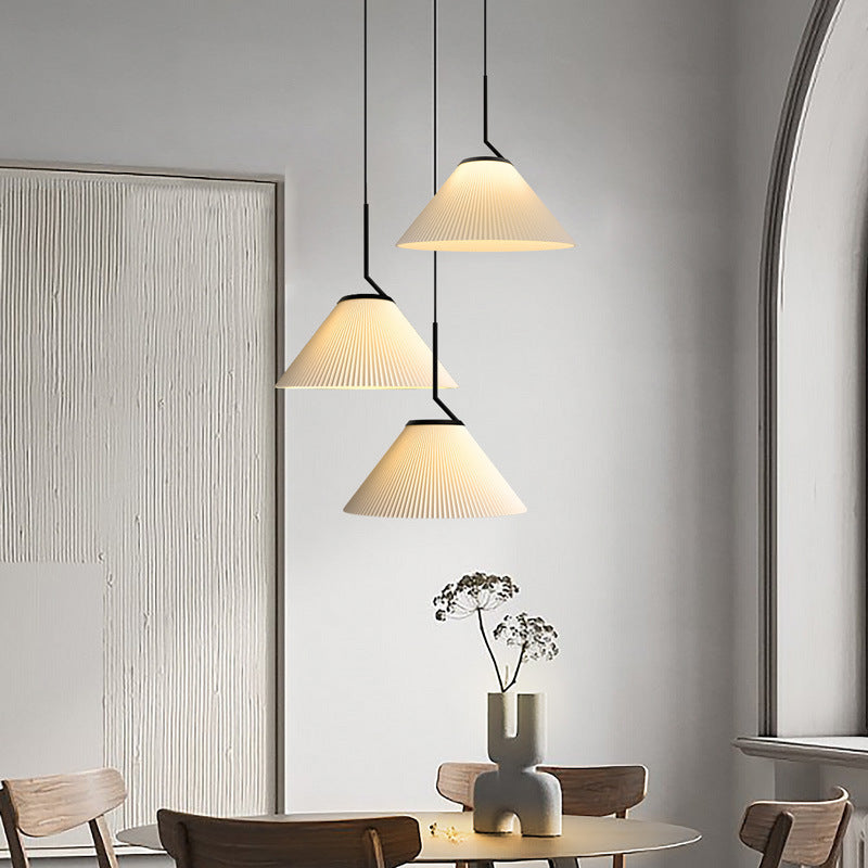 Retro Salle à manger plissée tissu crème luminaires