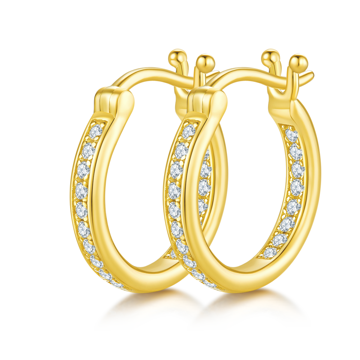 S925 Argent Sterling 38pcs Moissanite Huggie Boucles d'oreilles Hoop pour femmes 16,5mm Plaque platine