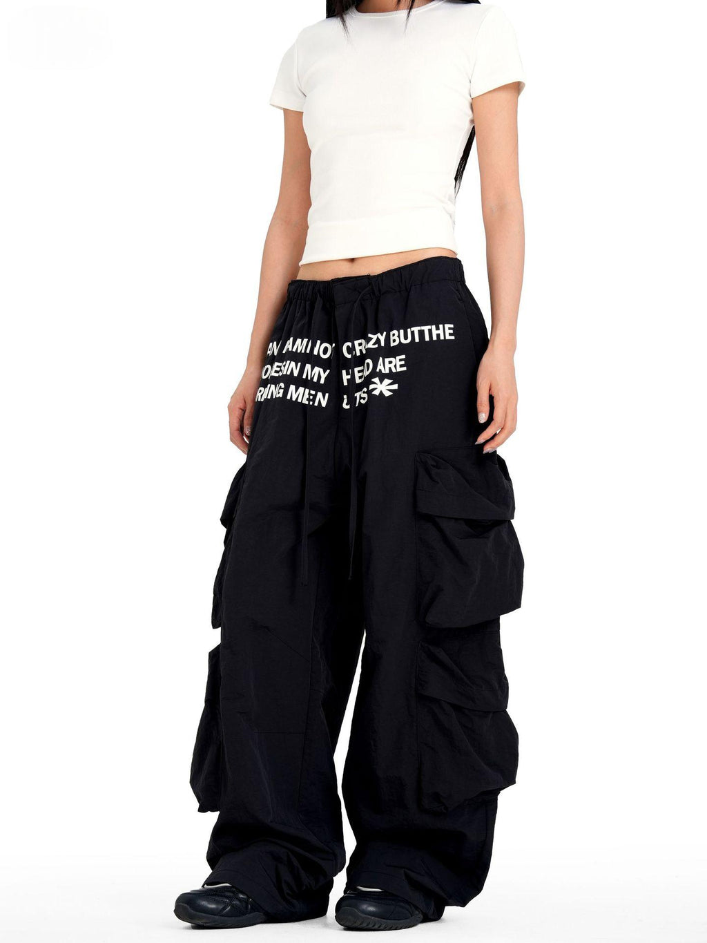 Femme Elastic-waist Street-style Lettre-print Pantalon à sèche-linge rapide en bon état