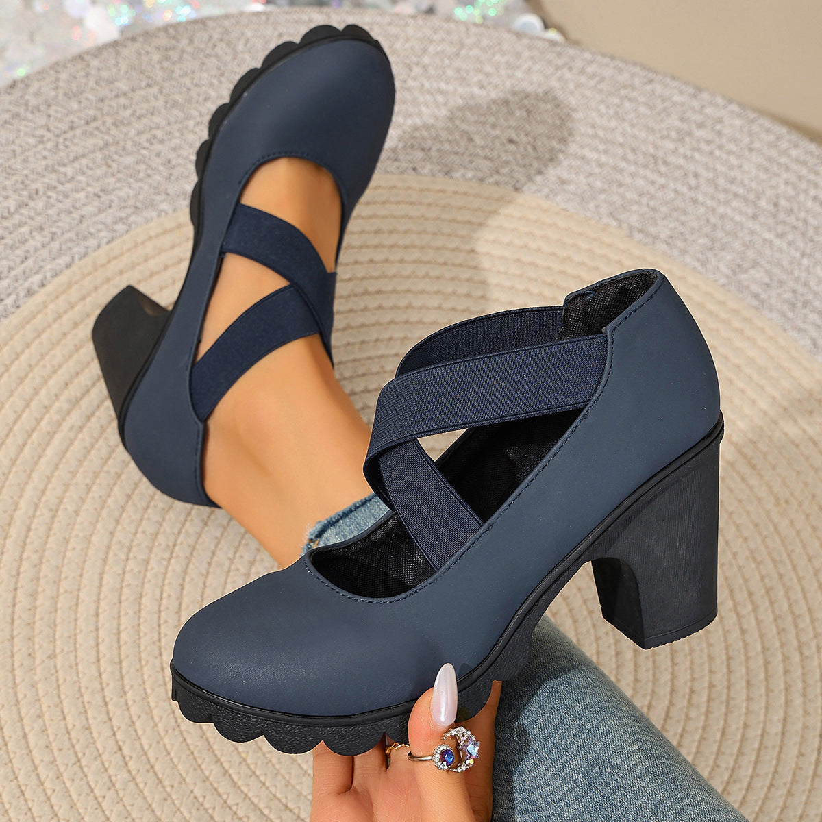 Retro Cross-Strap Platform High Heels