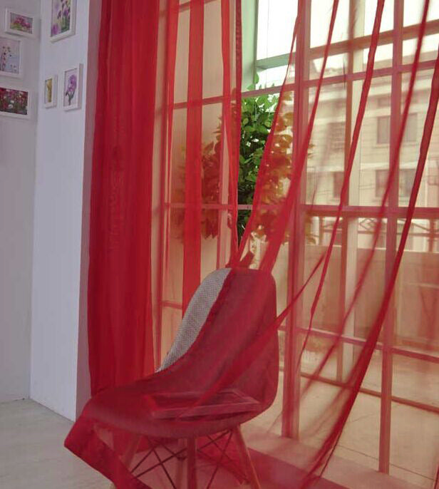 Solid Color Glass Mesh Rideaux Couleur transparente Rideau prêt à l'emploi sans punch