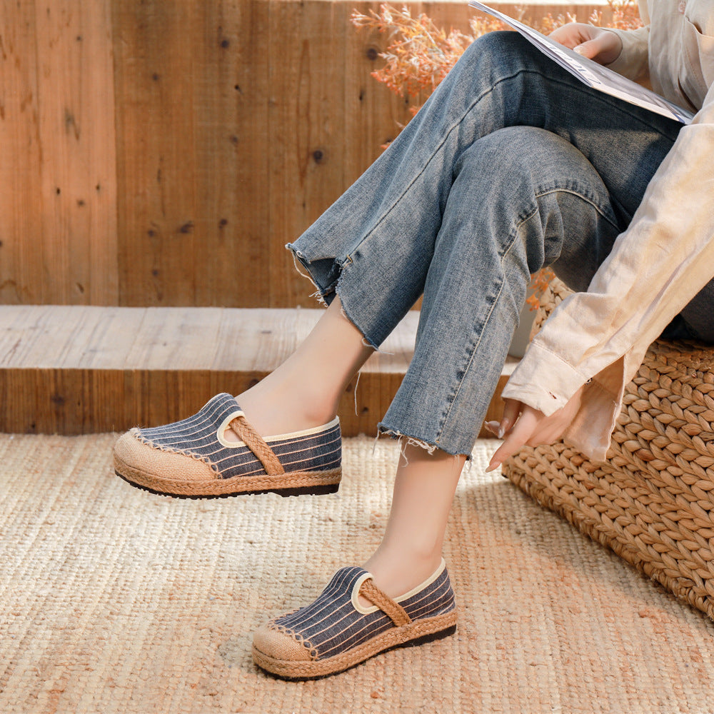 Chaussures de Lin Les femmes artistiques rayées couleurs