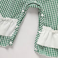 Ewborn Baby Girls Green Plaid Four-leaf Clover Allover Imprimer Bodysui à manches longues en une seule pièce