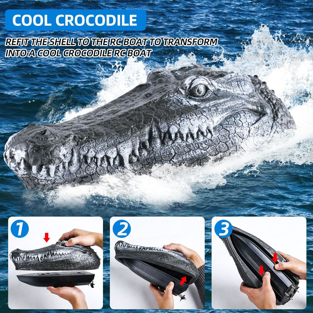 Simulated Crocodile Head Remote-control Navire pour enfants Modèle de bateau Jouets Garçon Spoof