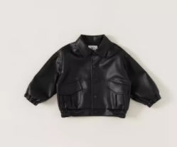 Manteau d'automne en cuir pour enfants