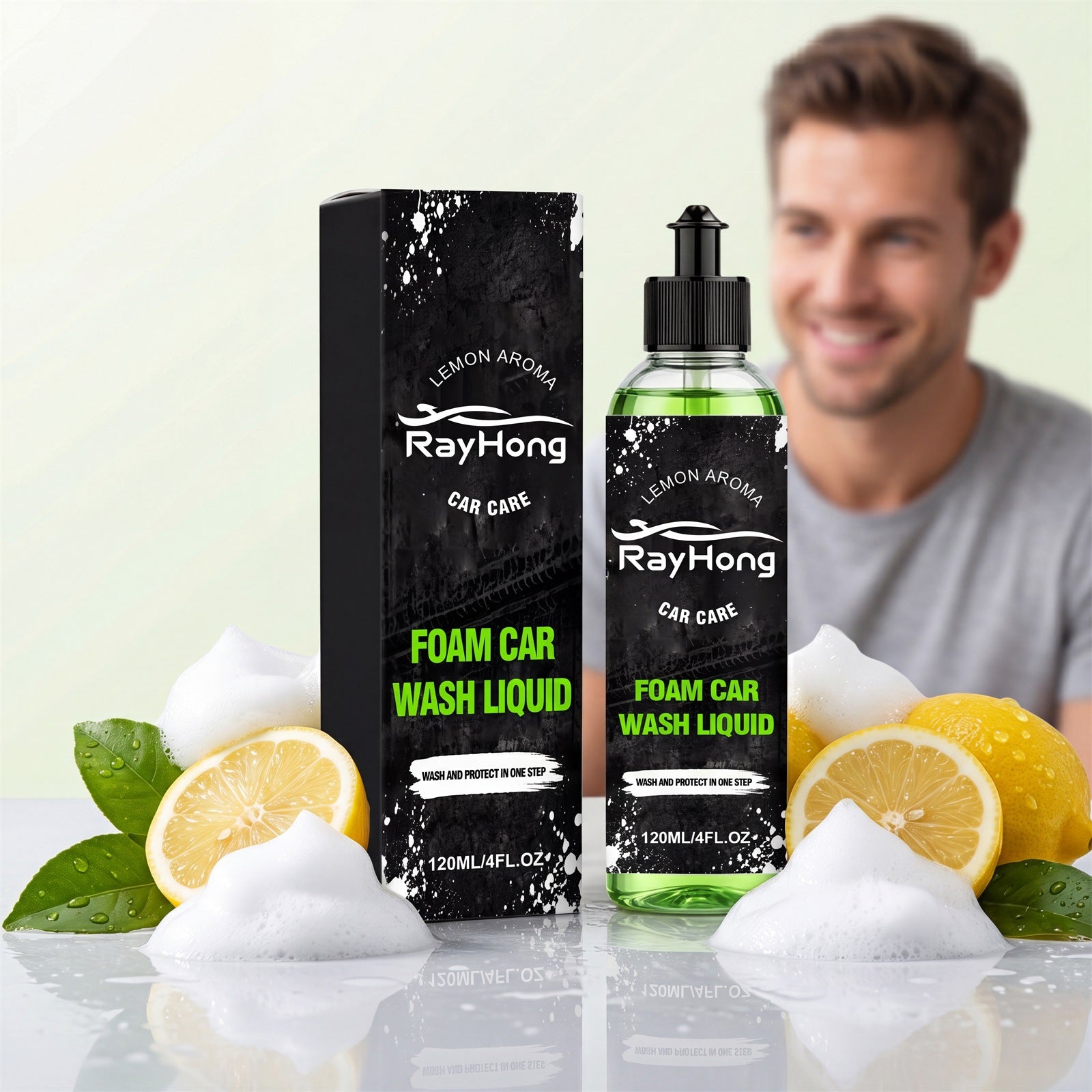 RAYHONG Mousse Laver la voiture Solution de nettoyage quotidien liquide pour enlever les étamines
