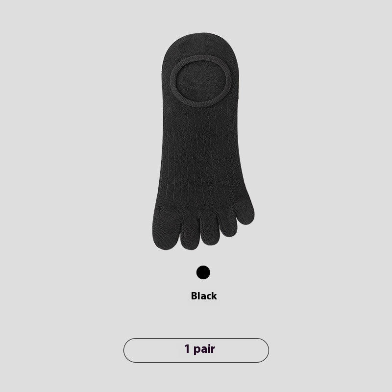 Chaussettes antibactériennes invisibles en coton d'été à cinq doigts pour hommes