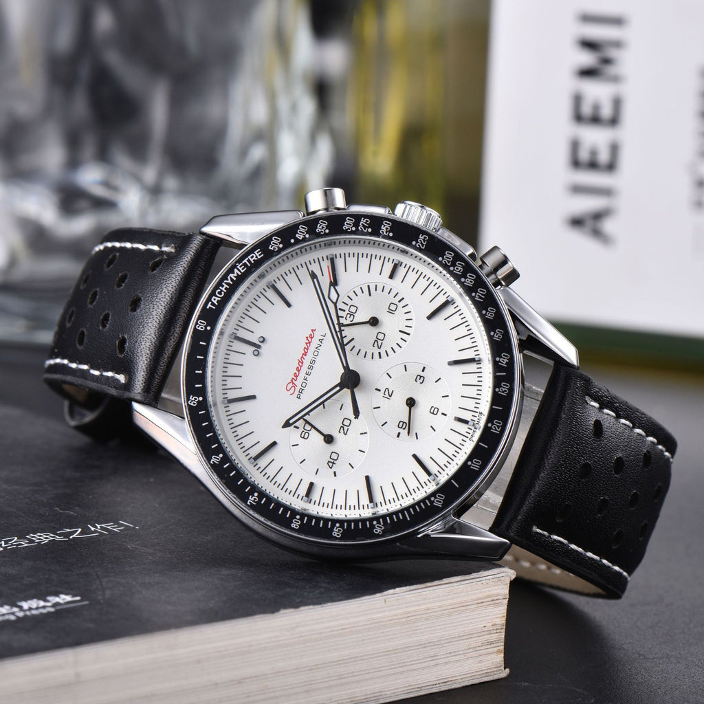 Montre Quartz multi-fonctions en cuir à 6 poignées pour hommes d'affaires