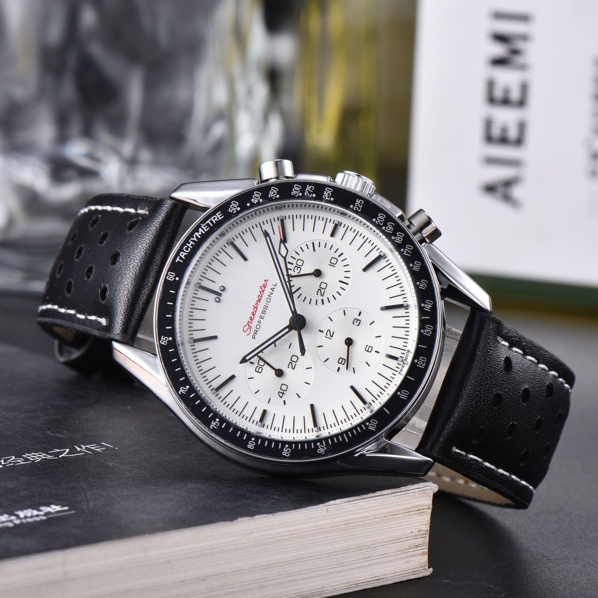 Montre Quartz multi-fonctions en cuir à 6 poignées pour hommes d'affaires