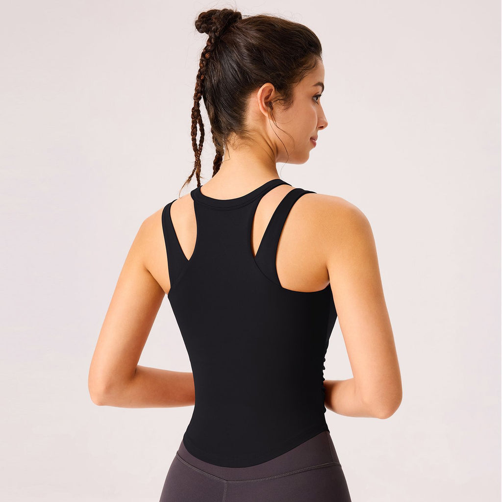 Faux vestige de yoga à deux pièces pour les femmes avec des coupes fixes