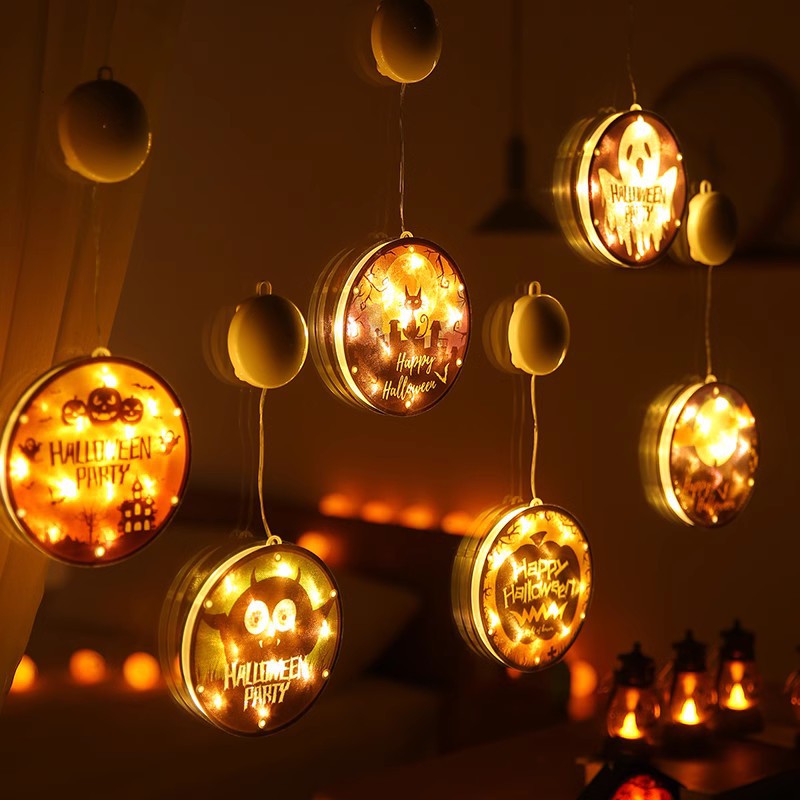 En stock Traitement Halloween Lumineux citrouille décoration légère Fête fenêtre pendentif Atmos