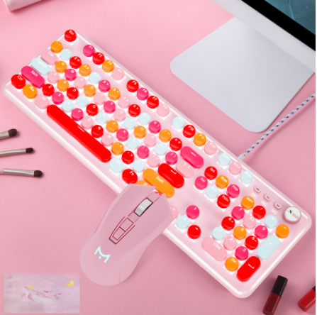 Macaron Clavier mécanique filé et jeu de souris de l'axe vert