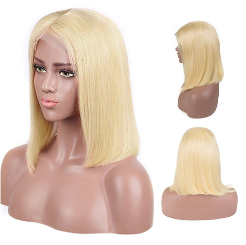 613 Blonde Bob Perruque courte droite Perruques cheveux humains pour les femmes