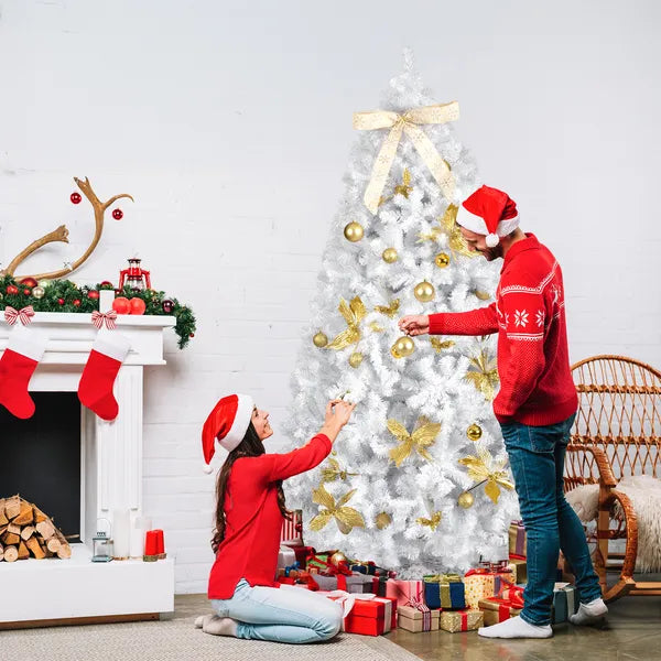 7.5 FT Arbre de Noël artificiel avec bricolage 400 lumières LED blanches chaudes