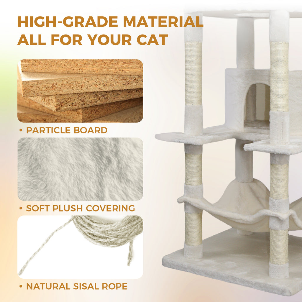 78 dans la tour de chat beige avec grand condo sisal grattement post grand hamac et plateau supérieur