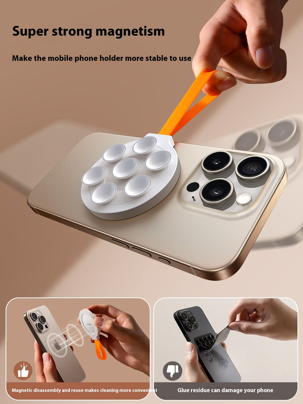 Silicone Sucker Support de téléphone magnétique fort