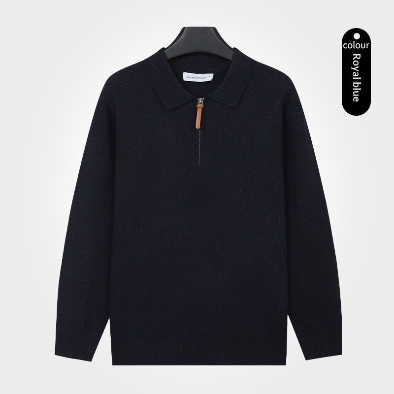 Pull à mailles Lapel avec une demi-zip Et des manches longues pour les hommes