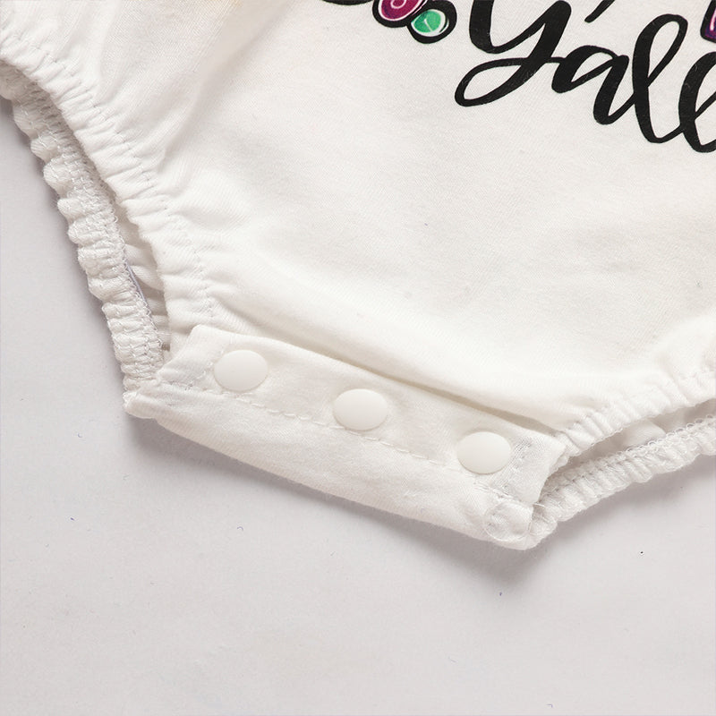 2-Piece Baby Girl's Printed Onesie with Elastic Tulle Skirt and Bow