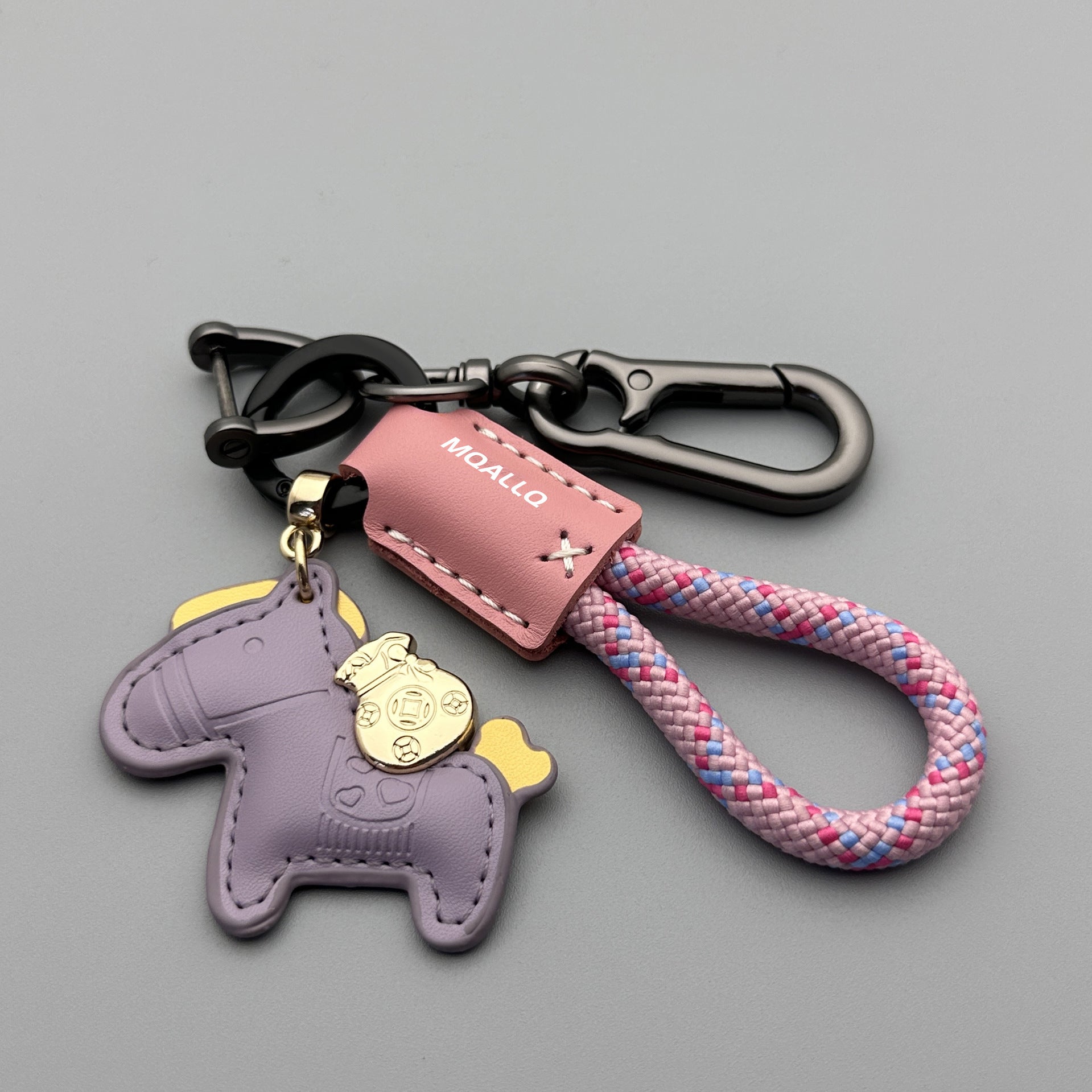 Immédiatement riche main Cowhide voiture porte clé Pendentif simple Personnalité