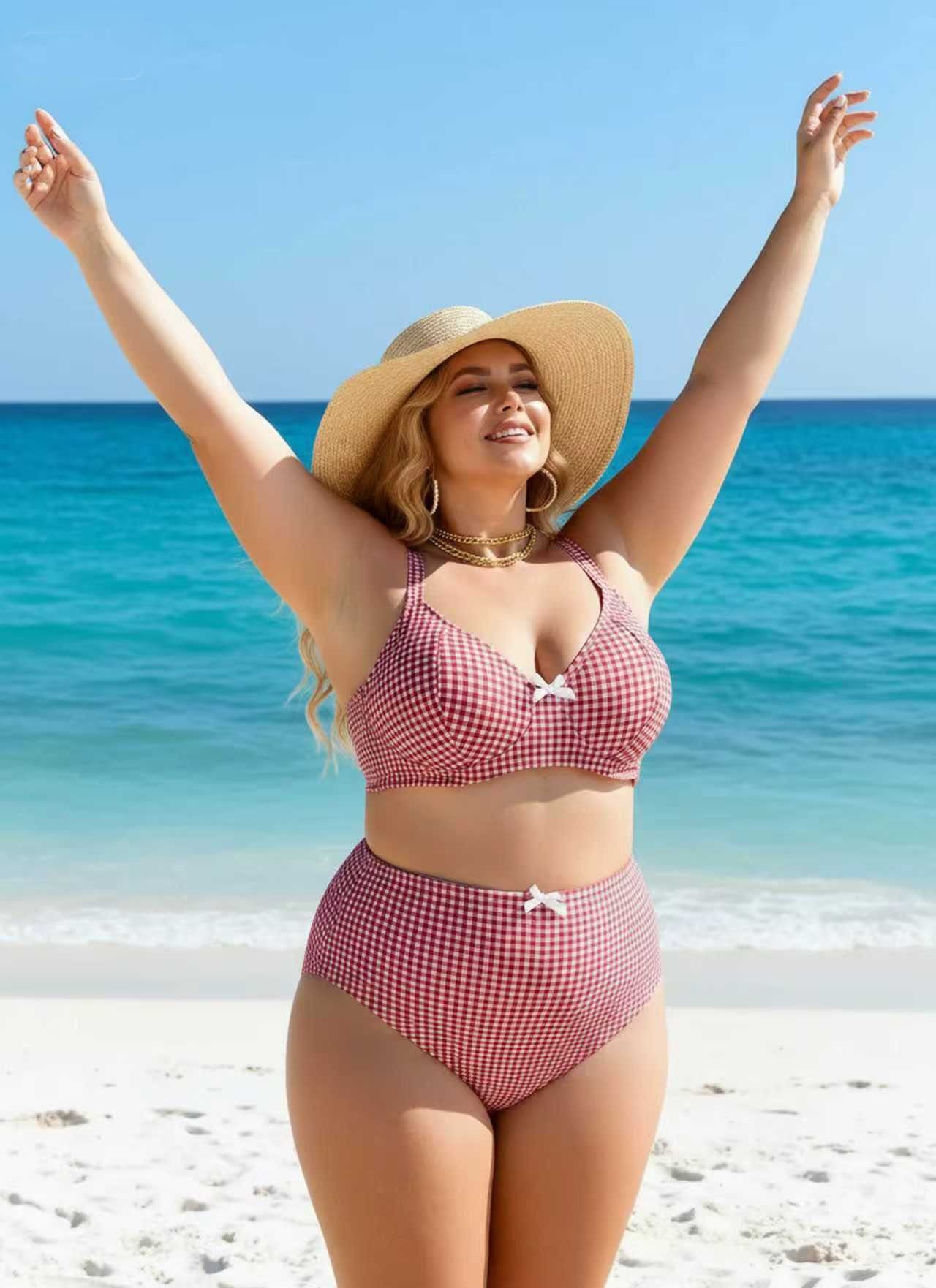 Maillot de bain en deux parties imprimé sans dos sexy de plus grande taille