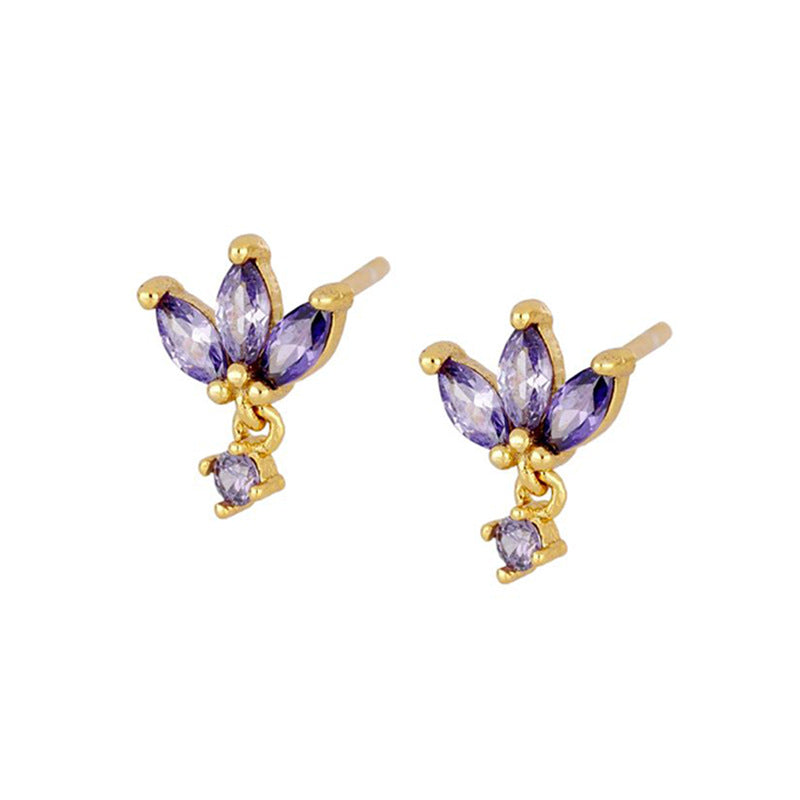 S925 Boucles d'oreilles à aiguille en argent avec conception de papillon de Zircon