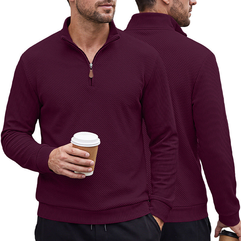Chemise à manches longues à manches longues pour hommes demi-zip