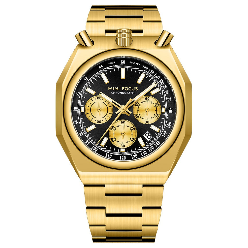 Ceinture en acier pour homme Rétro Montre Quartz multifonction