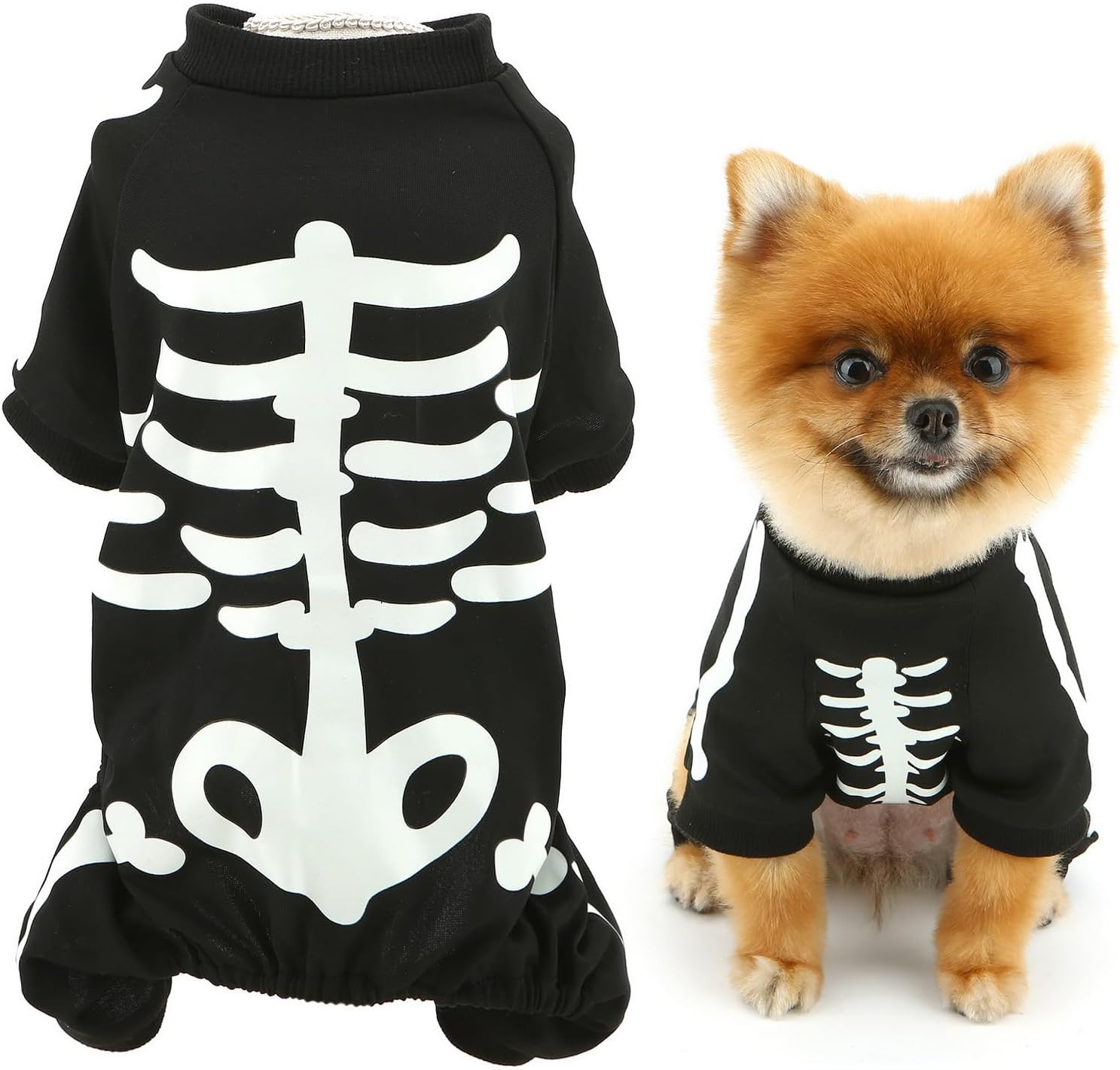 Costumes de chien d'Halloween pour petit chien Glow dans le sombre Skeleton Pet Jumpsuit Skull Puppy Pa