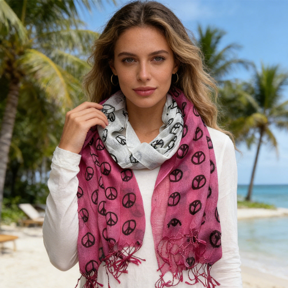 Semi-sheer pink scarf 2pcs