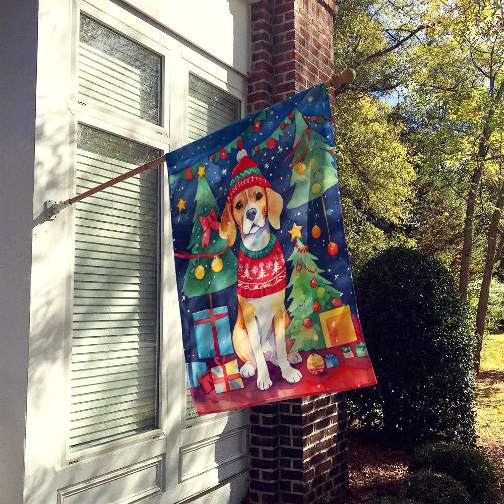 Beagle Maison de Noël Drapeau Grande Manche Porc Pole décoratif extérieur Bannière de triage