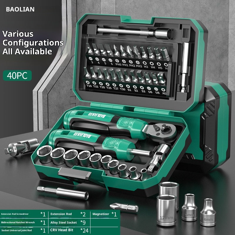 Jeu de visseuses à clé à cliquet de boîte magique