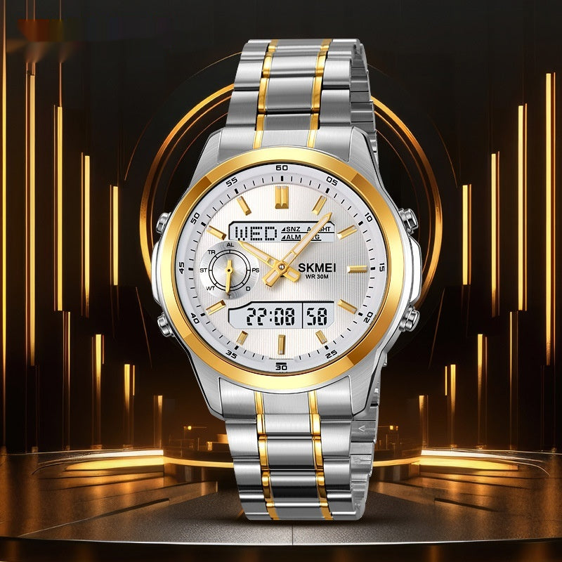 Montre en acier multifonctionnelle lumineuse pour hommes