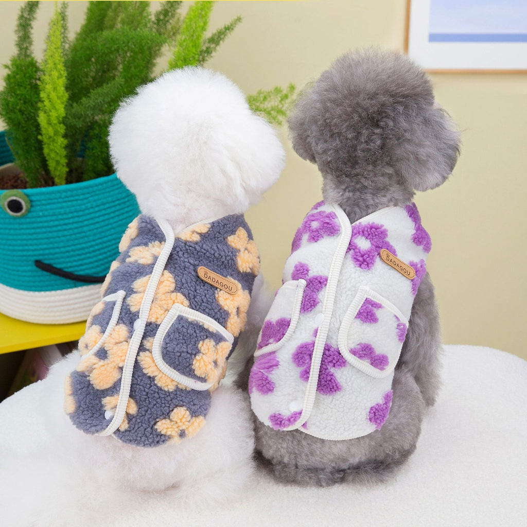 Vêtements de chat pour animaux d'hiver en velours de fleur de cinq-pieds