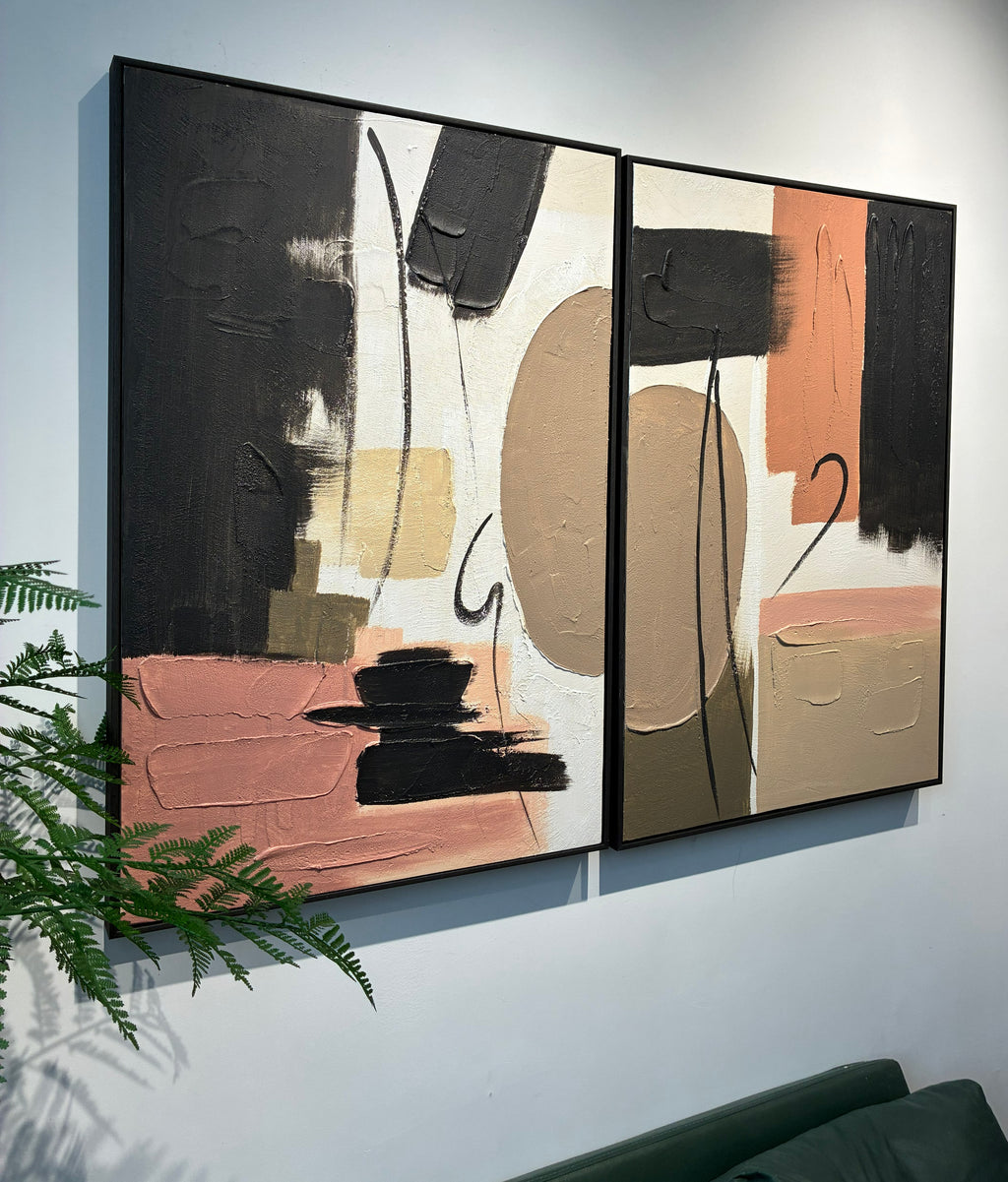 24x36 Ensemble de 2 Art de mur abstrait encadré