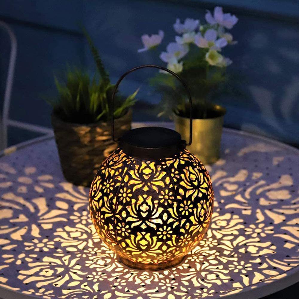 Lampe à suspension extérieure Hollow-Design à énergie solaire