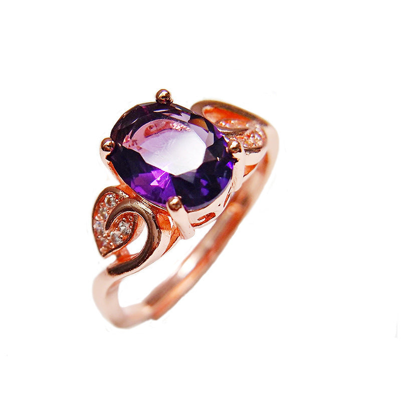 Qualité Crochet d'oreille pourpre Gemstone Diamond Bague Collier Rose Or Collier