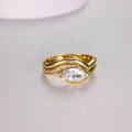 S925 Argent plaqué or 5x10mm Marquise Moissanite Anneau Wave Interlocking Design D Couleur V