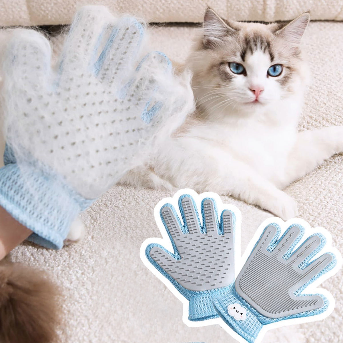 Gant de grooming 2in1 double côté pour animaux de compagnie