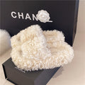 Femmes Fuzzy Slippers Arrivée Intérieur Extérieur Hiver Trendy Platform Fluffy Plush House Sh