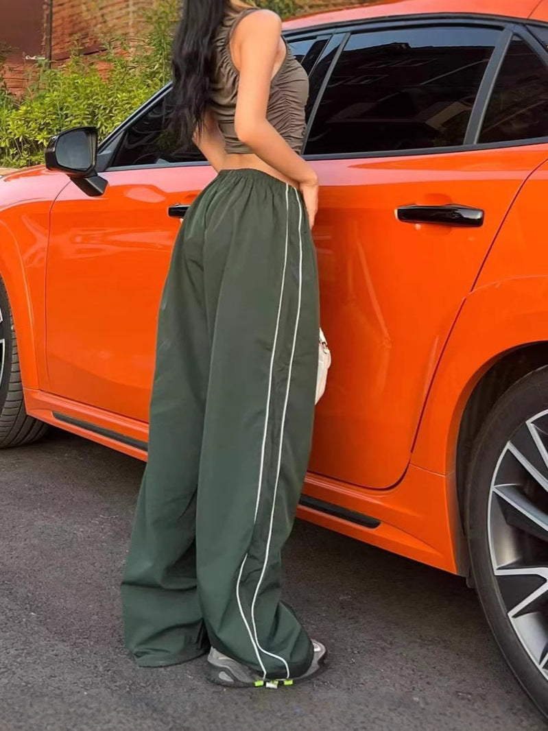 L'été des femmes arrivée Unique cordon latéral Casual élastique taille multi couleur pantalons longs